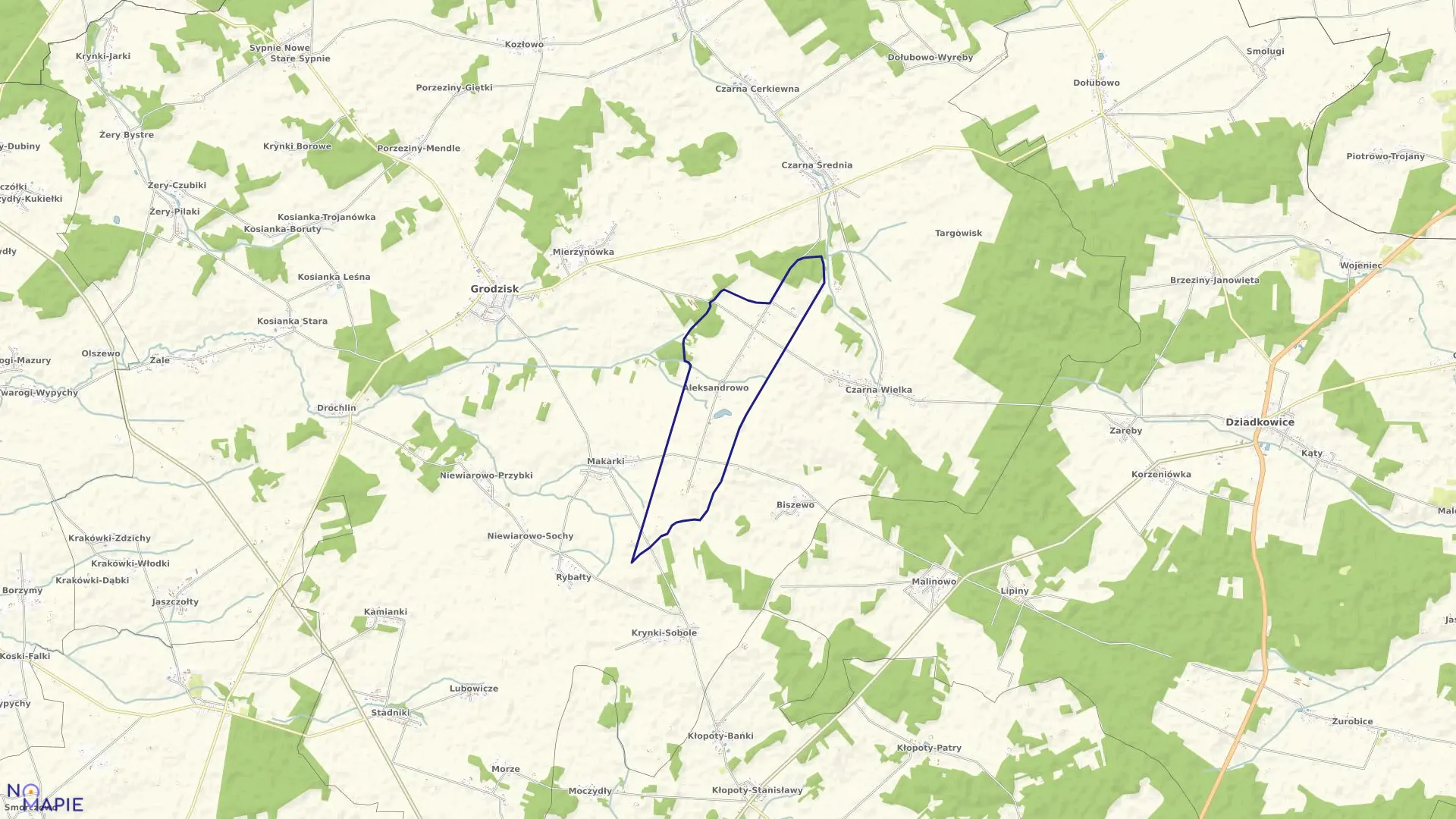 Mapa obrębu ALEKSANDROWO w gminie Grodzisk