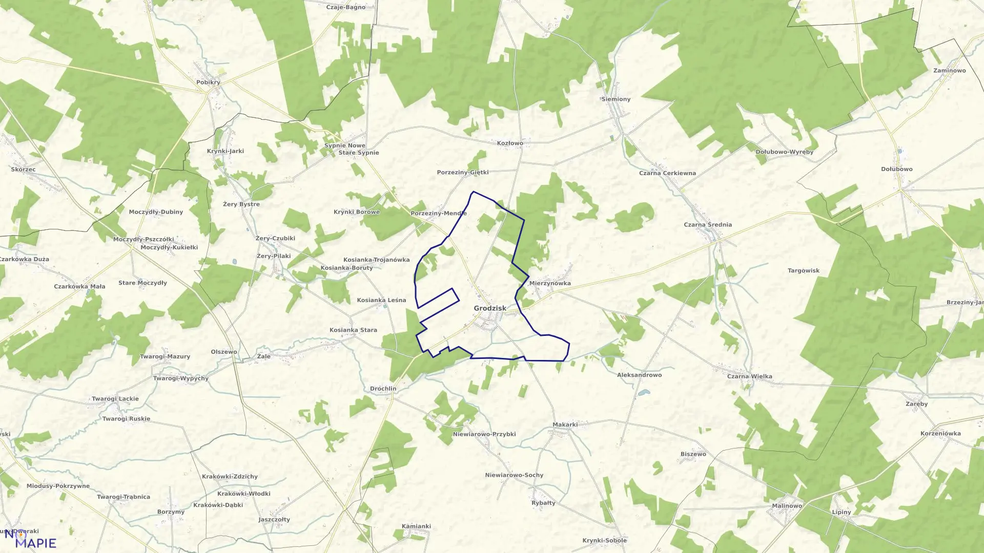 Mapa obrębu GRODZISK w gminie Grodzisk