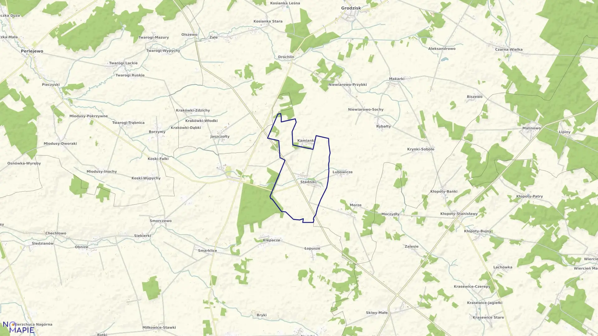 Mapa obrębu STADNIKI w gminie Grodzisk